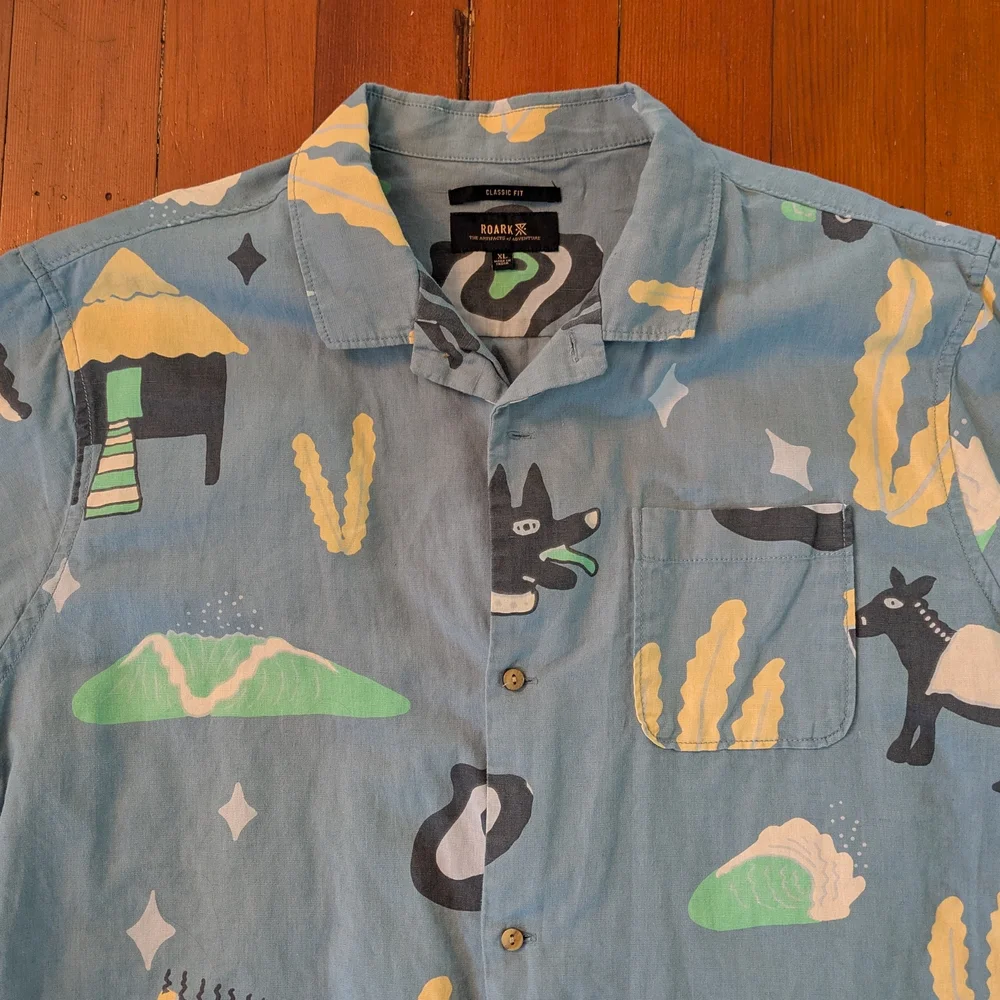 Roark Desert Adventure Short Sleeve Button Down - Light Blue and Yellow - Picture 3 of 5